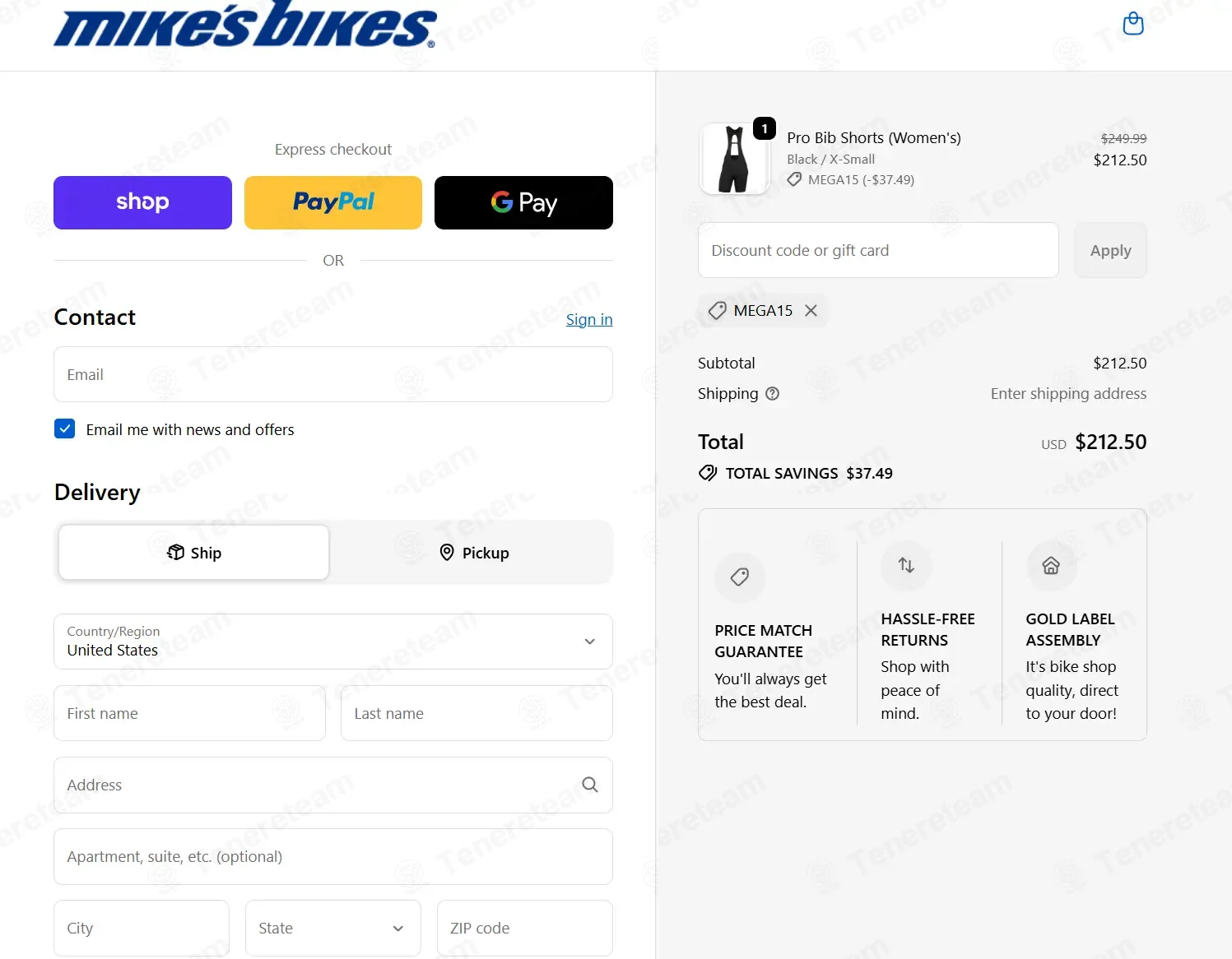 Mikes Bikes coupon code: 15% off with MEGA15. Tested and valid as 2 months ago.