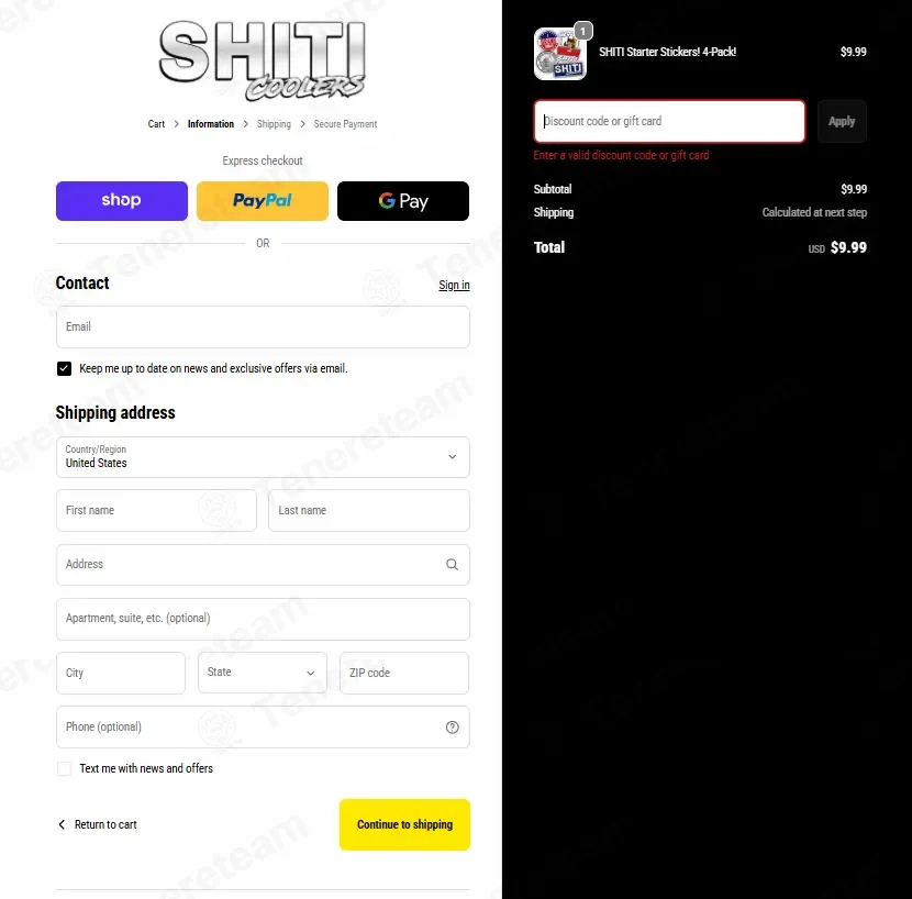 Shiti Coolers coupon code: 20% off with TAKE20. Tested and valid as 3 months ago.
