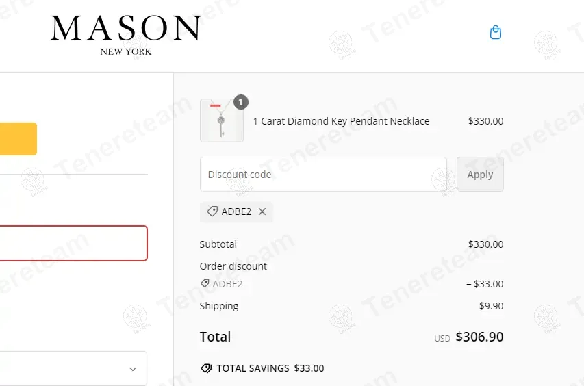 MASON New York coupon code: 10% off with ADBE2. Tested and valid as 1 year ago.