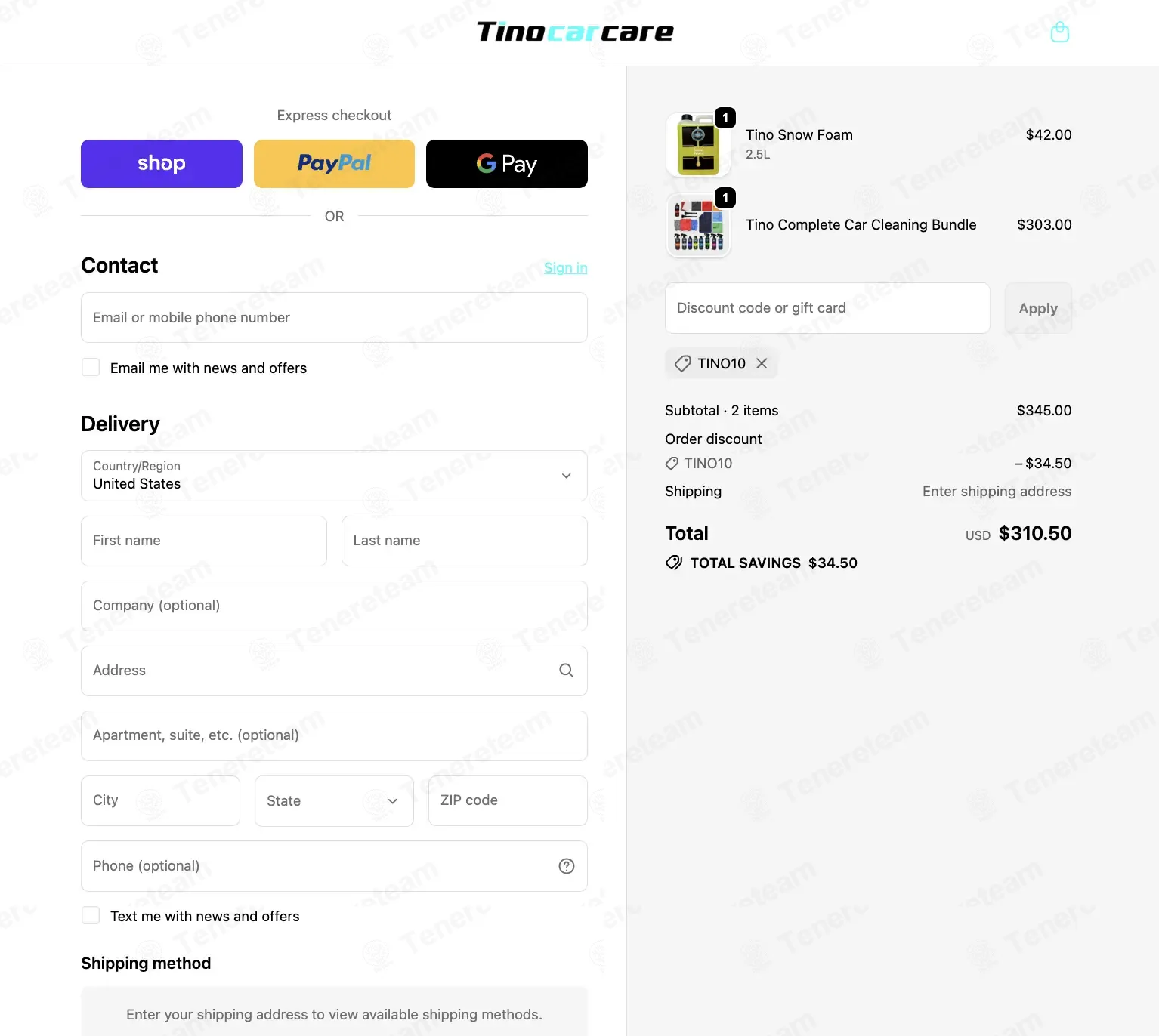 Tino Car Care coupon code: 10% off with TINO10. Tested and valid as 1 week ago.