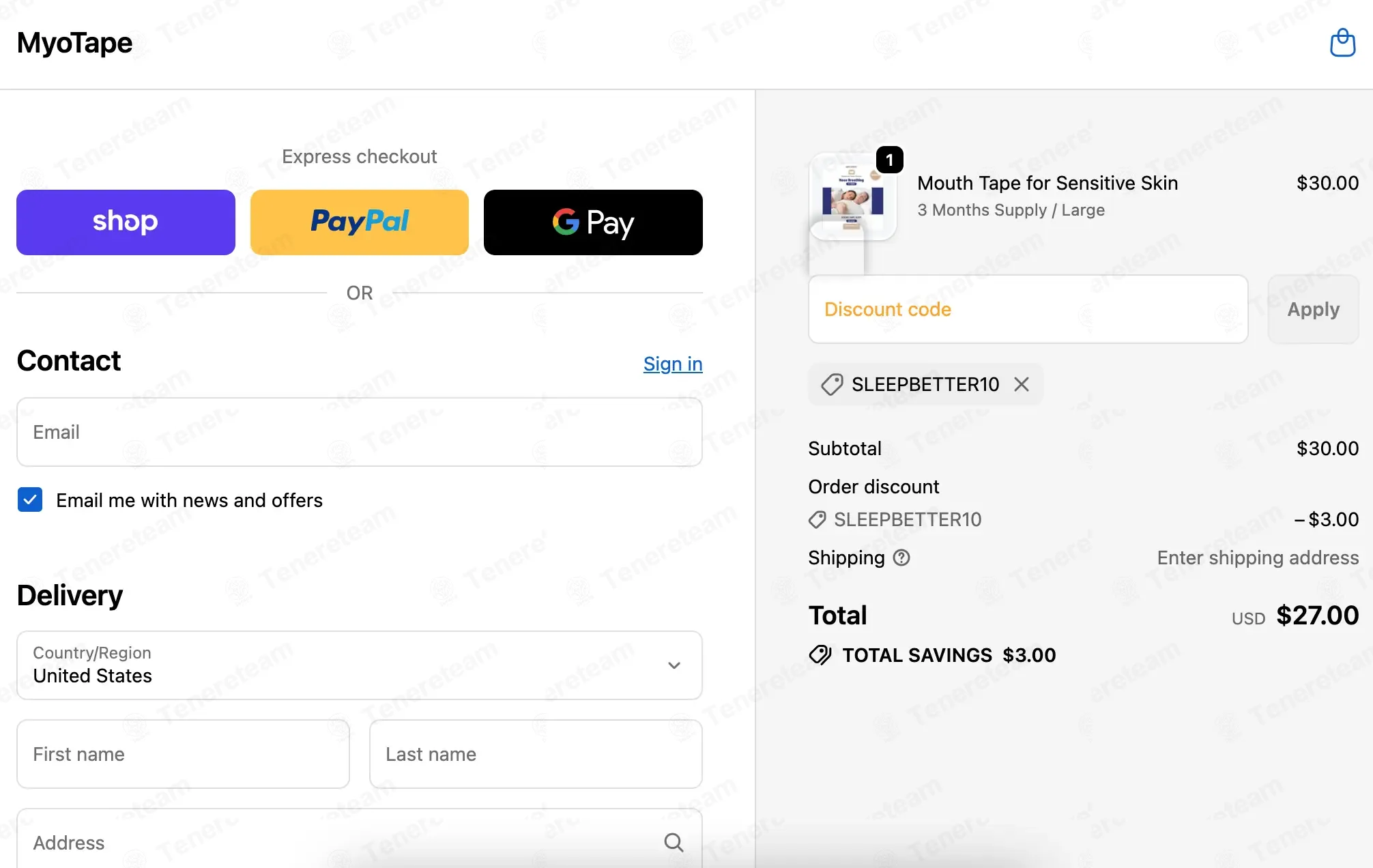 Myotape coupon code verified as working at checkout