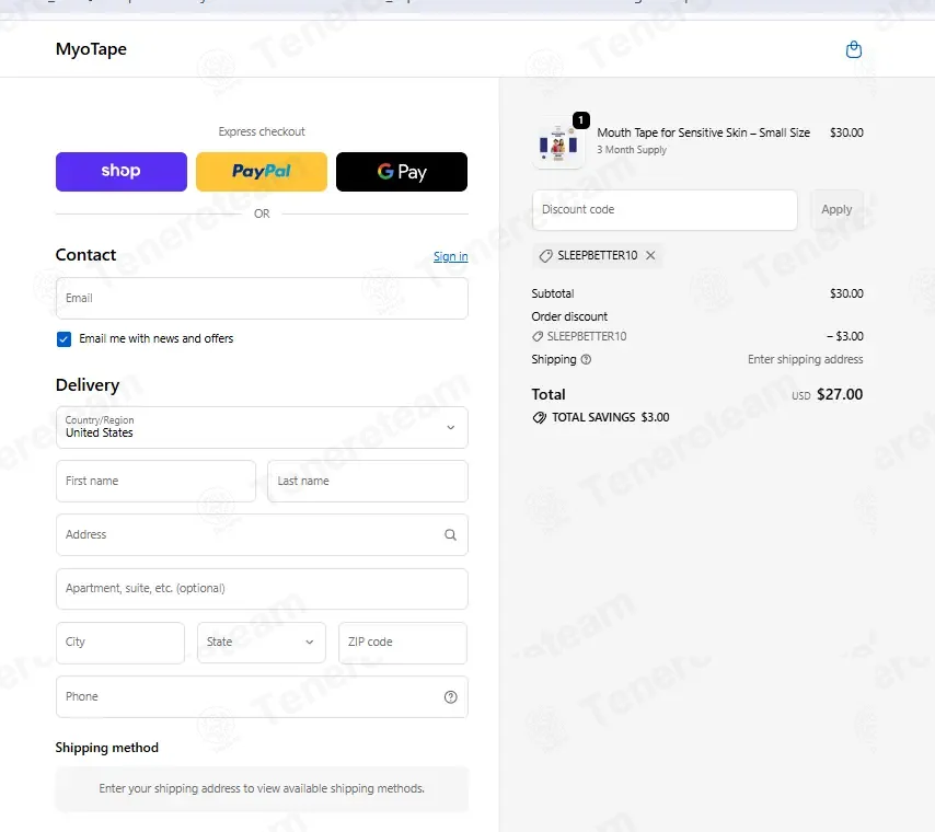 Myotape coupon code: 10% off with SLEEPBETTER10. Tested and valid as 1 week ago.