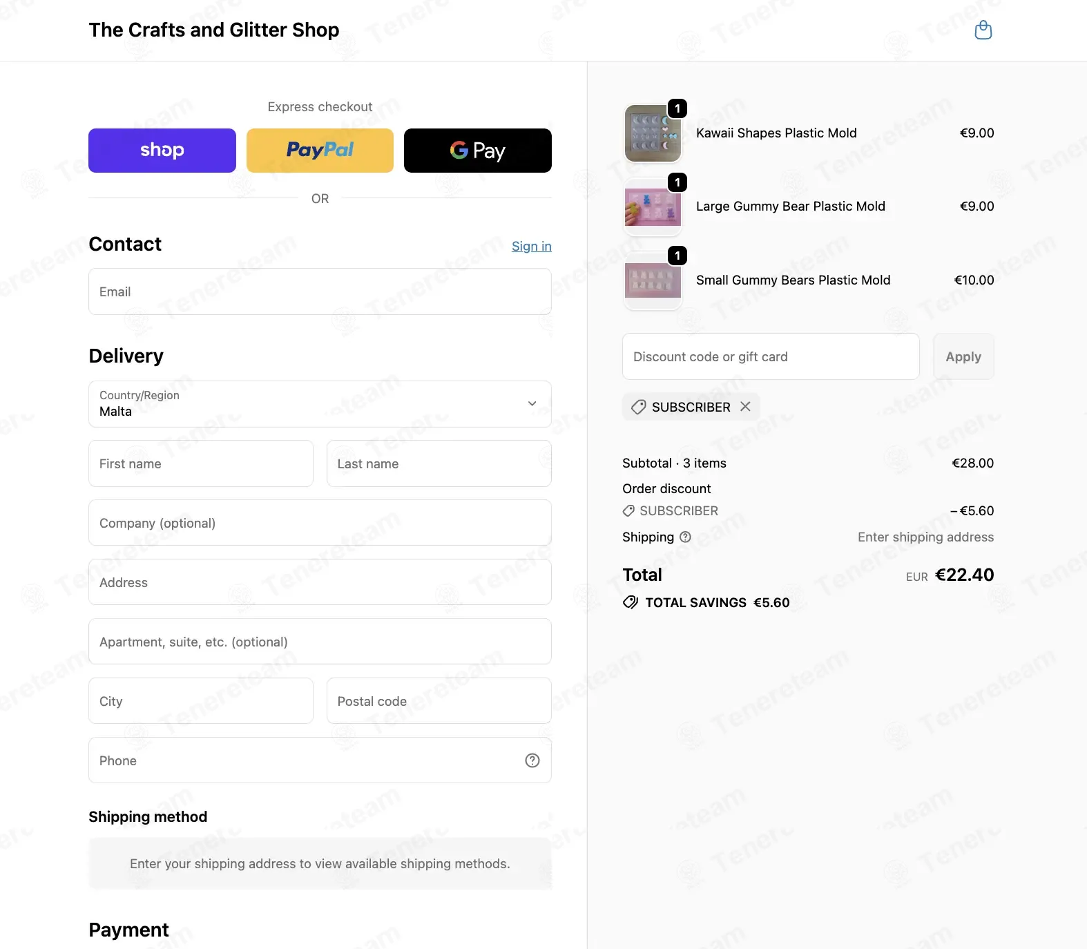 The Crafts and Glitter Shop coupon code: 20% off with SUBSCRIBER. Tested and valid as 4 months ago.