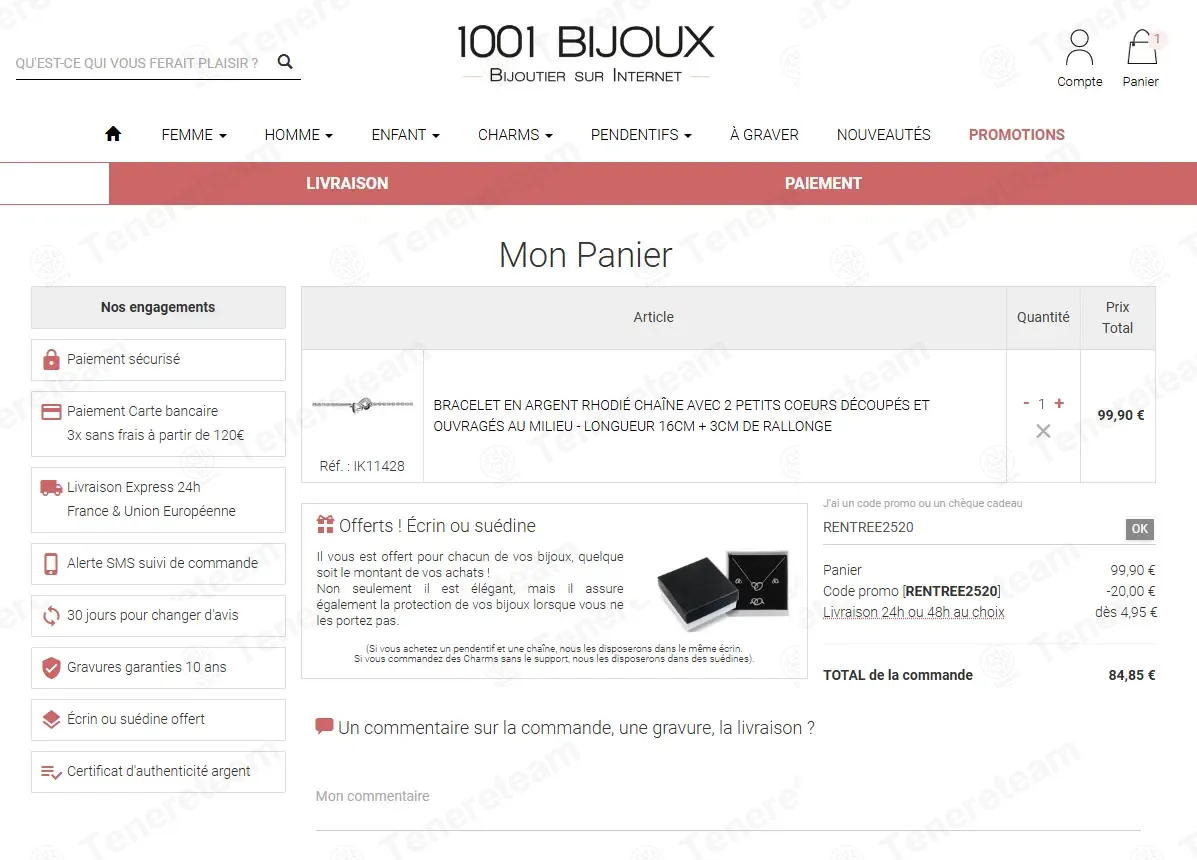 1001-bijoux FR coupon code: €20 off with RENTREE2520. Tested and valid as 7 months ago.