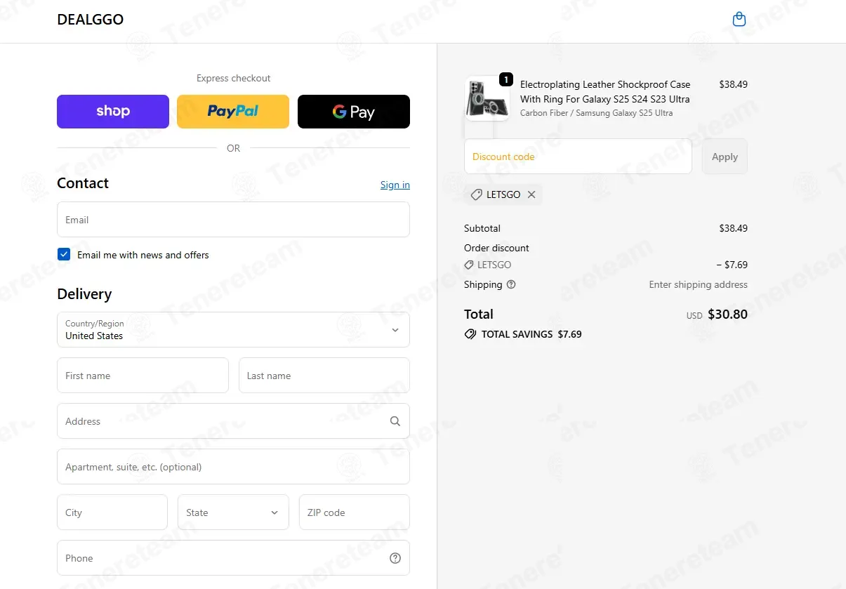 Dealggo coupon code: 20% off with LETSGO. Tested and valid as 3 weeks ago.