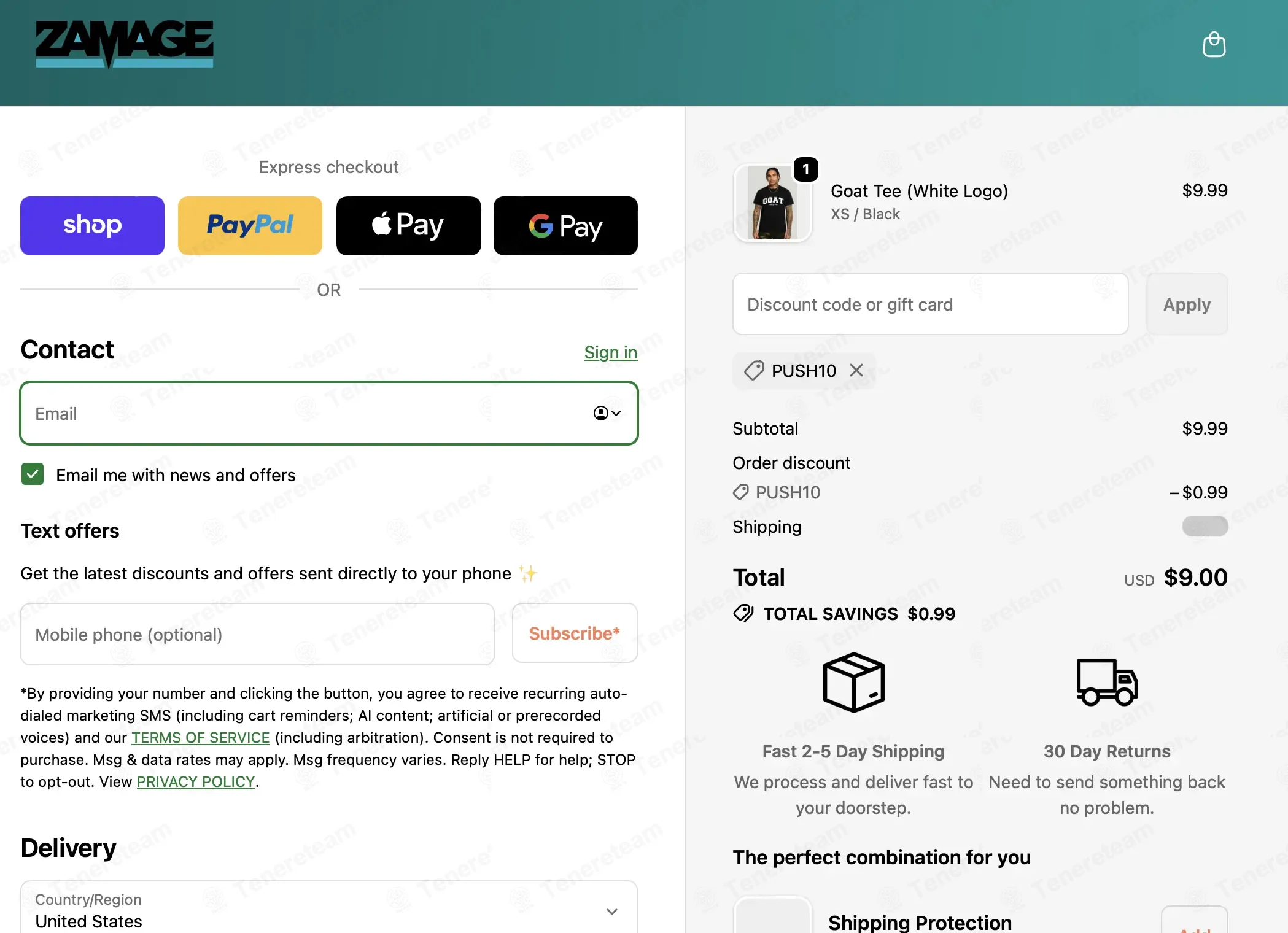 Zamage coupon code: 10% off with PUSH10. Tested and valid as 3 months ago.
