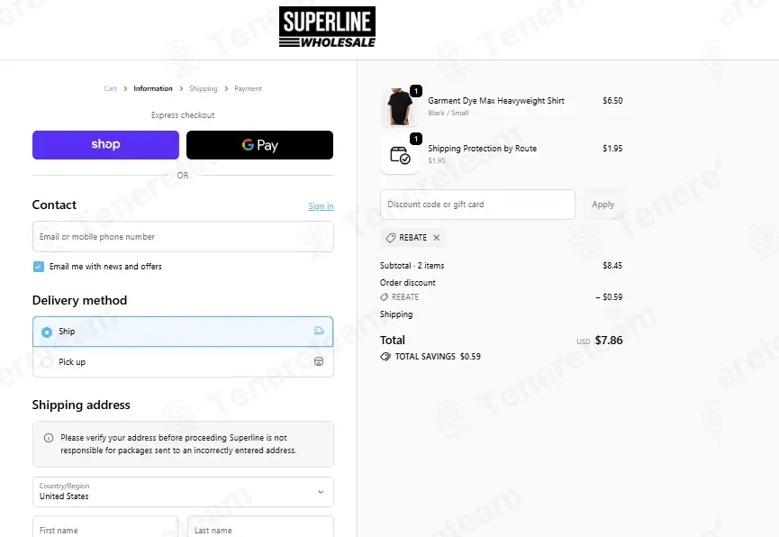 Superline Wholesale coupon code: 7% off with REBATE. Tested and valid as 2 months ago.