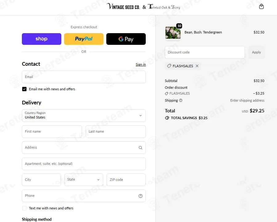 Vintage Seed Co coupon code: 10% off with FLASHSALES. Tested and valid as 3 weeks ago.