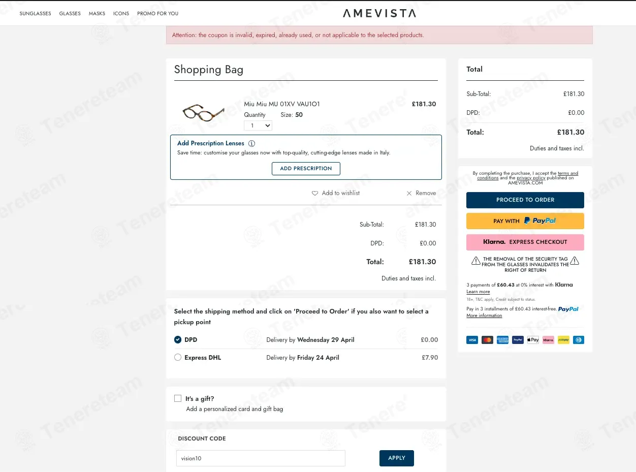 Amevista coupon code: 10% off with vision10. Tested and valid as 6 days ago.