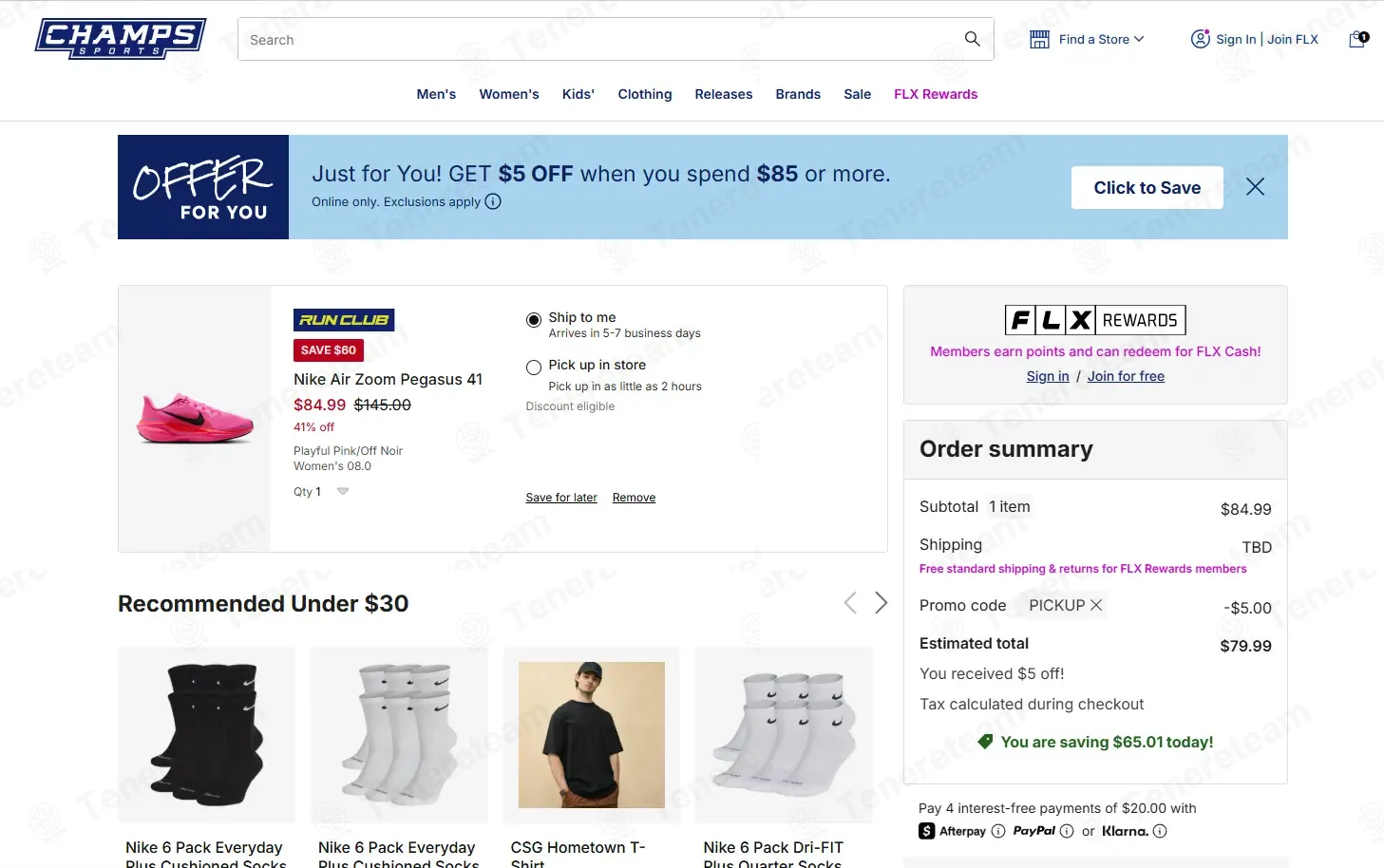 Champs Sports coupon code: $5 off with PICKUP. Tested and valid as 2 months ago.
