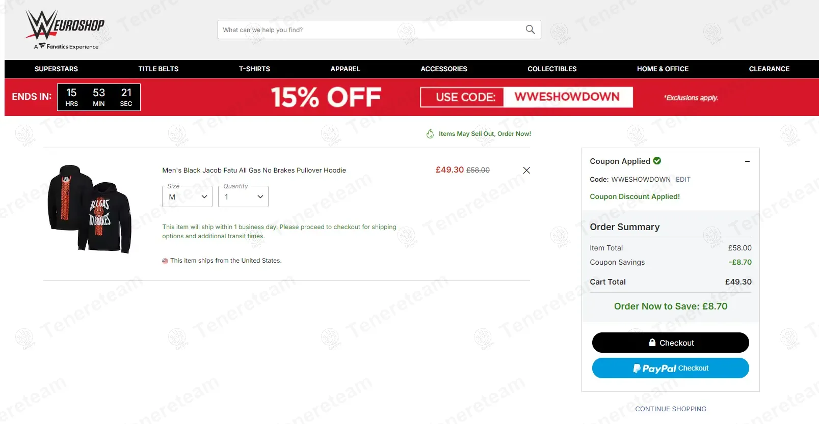 Wwe Euroshop coupon code: 15% off with WWESHOWDOWN. Tested and valid as 11 months ago.