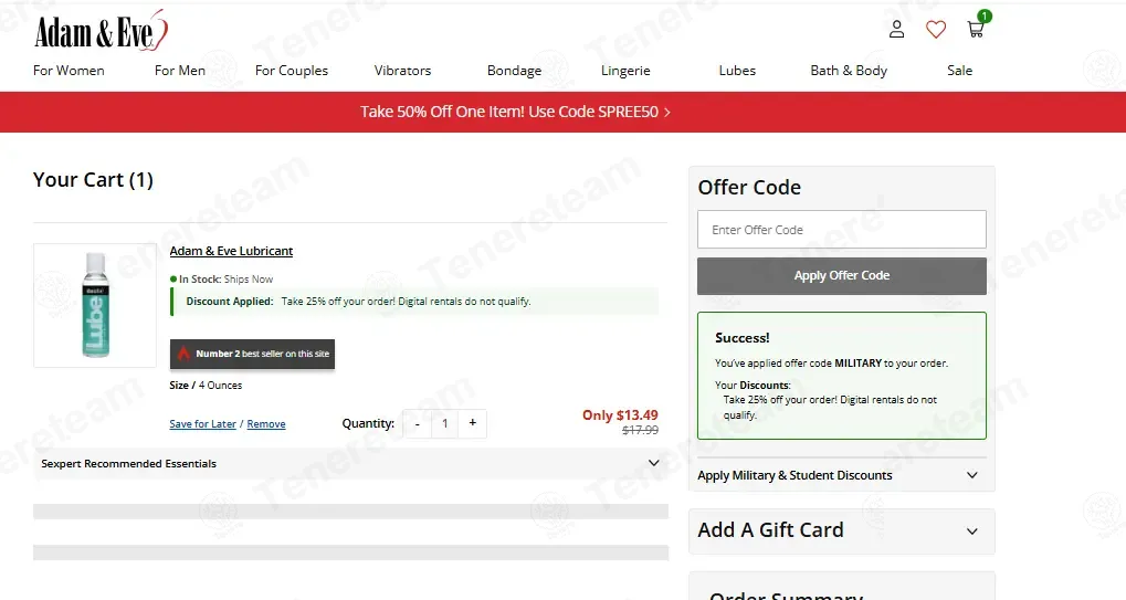 Adam & Eve apply coupon code