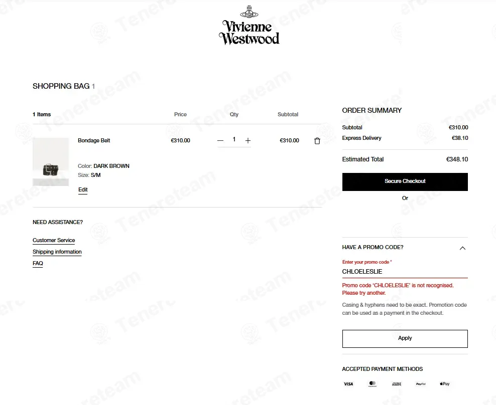 Vivienne Westwood coupon code: 30% off with CHLOELESLIE. Tested and valid as 3 months ago.
