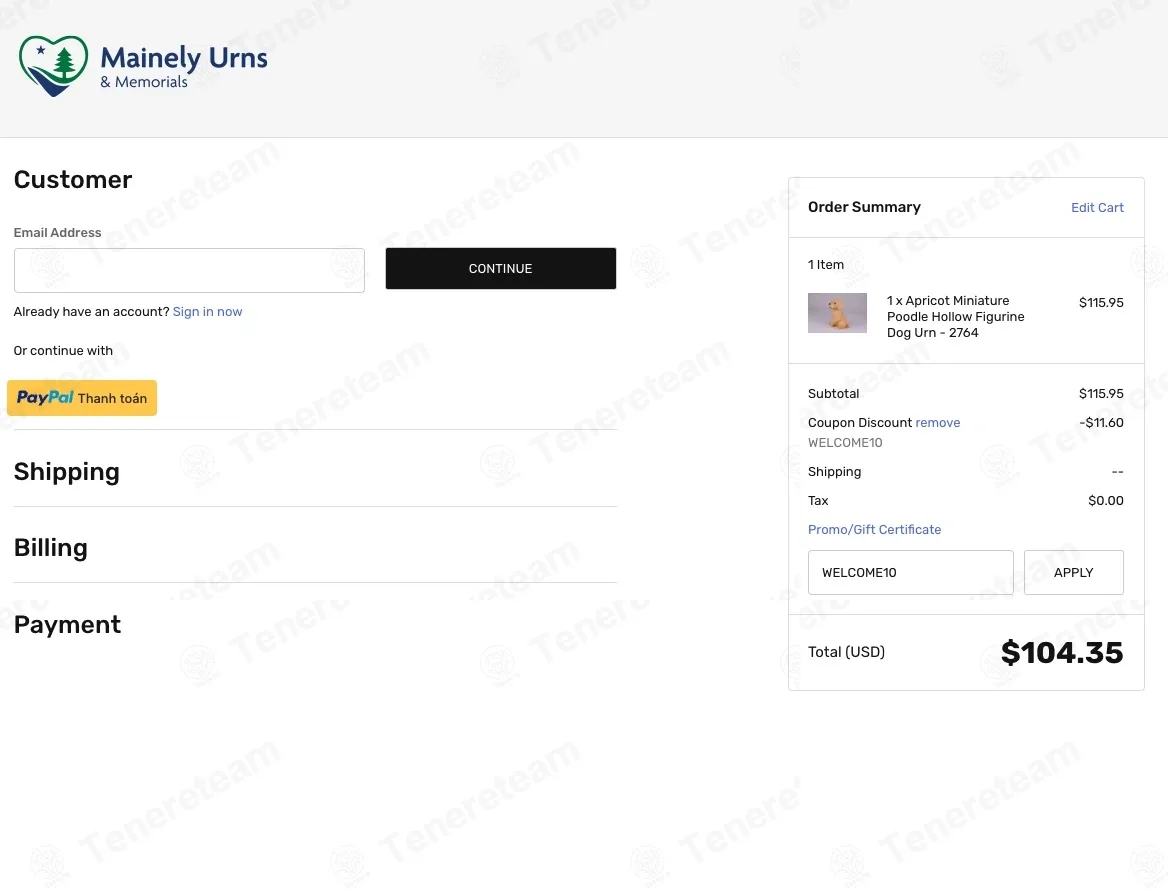 Mainely Urns coupon code: 10% off with WELCOME10. Tested and valid as 7 months ago.