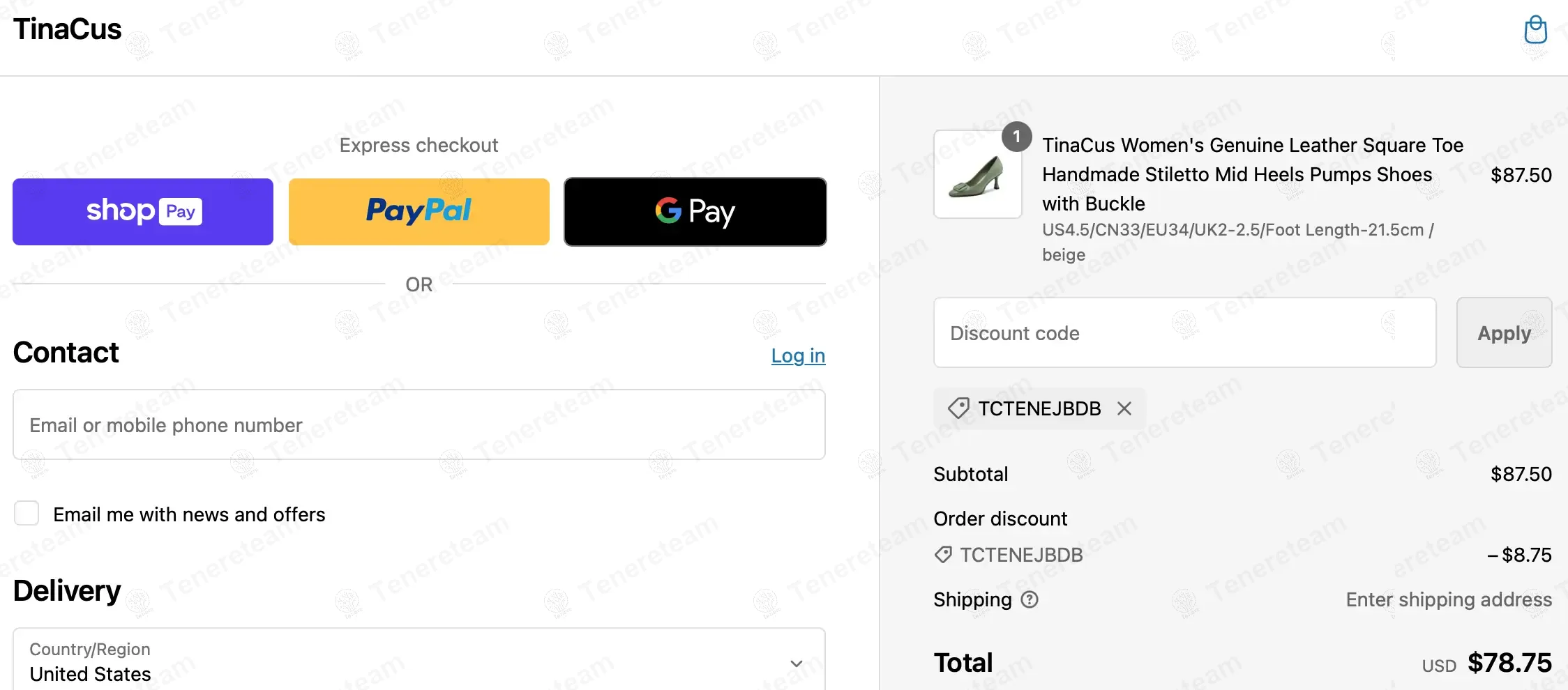 Tinacus coupon code verified as working at checkout