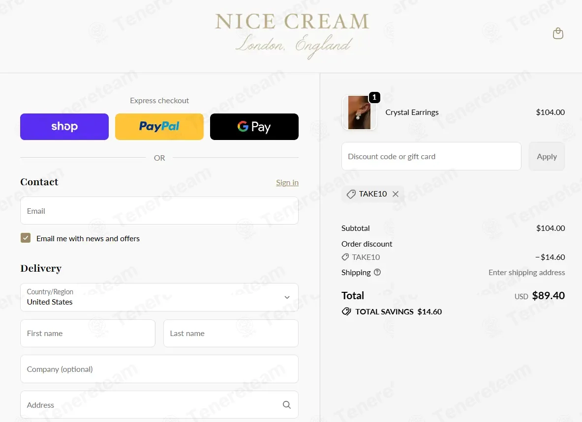 Nice Cream London coupon code: 14% off with TAKE10. Tested and valid as 4 weeks ago.
