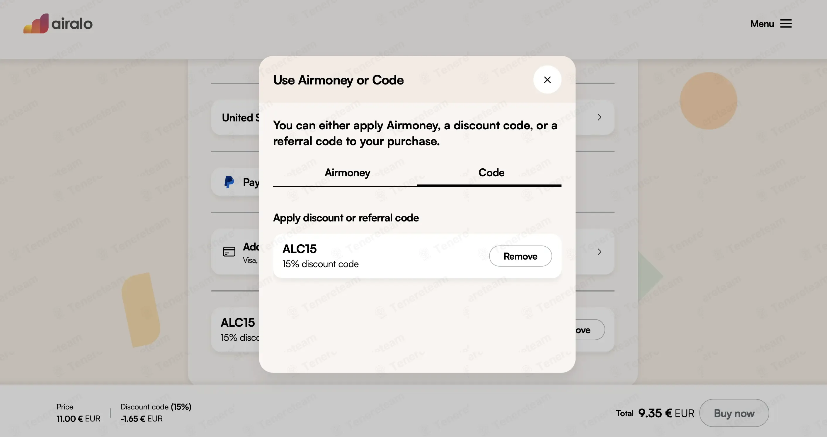 Airalo coupon code: 15% off with ALC15. Tested and valid as 1 week ago.