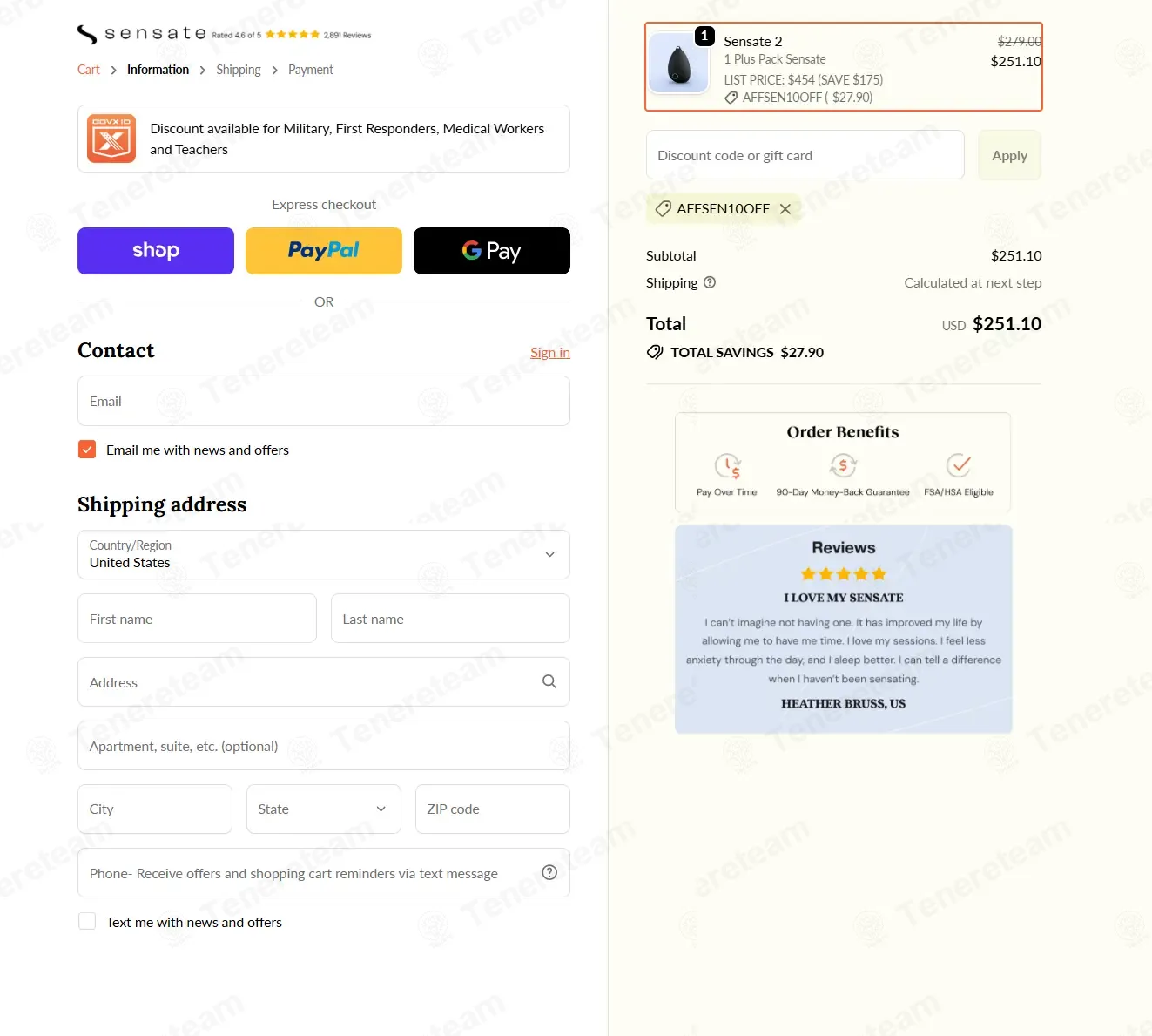 Sensate US coupon code: 10% off with AFFSEN10OFF. Tested and valid as 4 months ago.