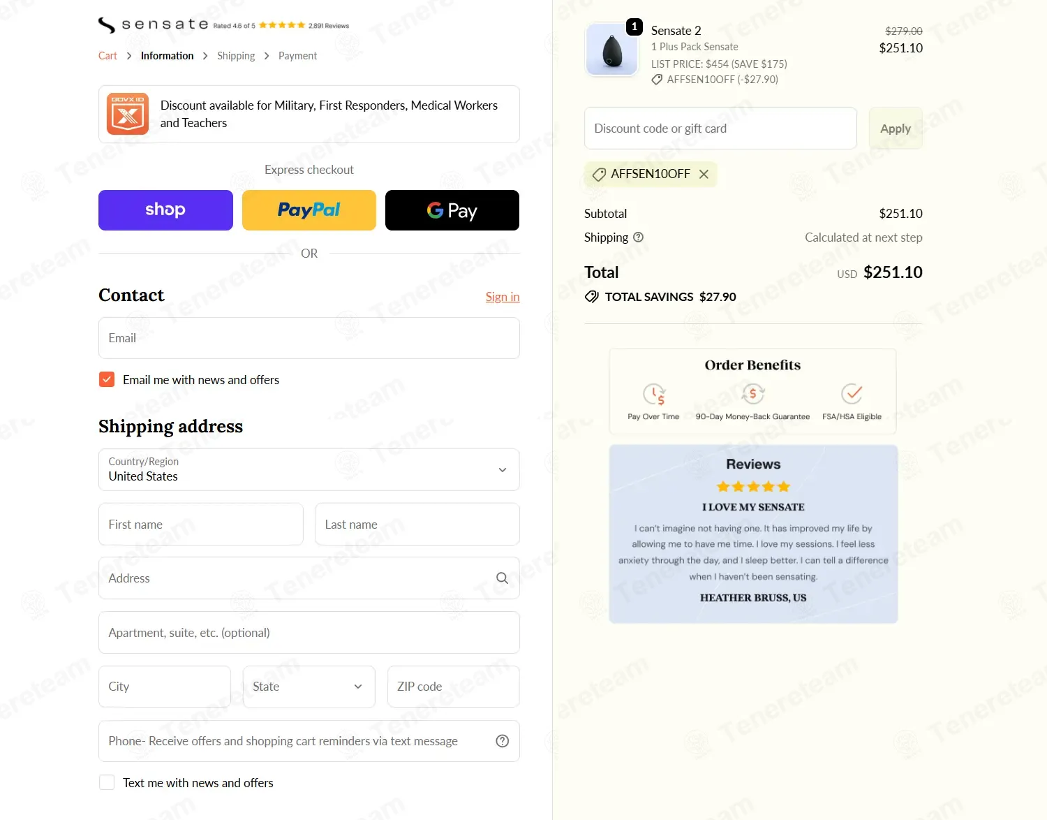 Sensate US coupon code: 10% off with AFFSEN10OFF. Tested and valid as 4 months ago.