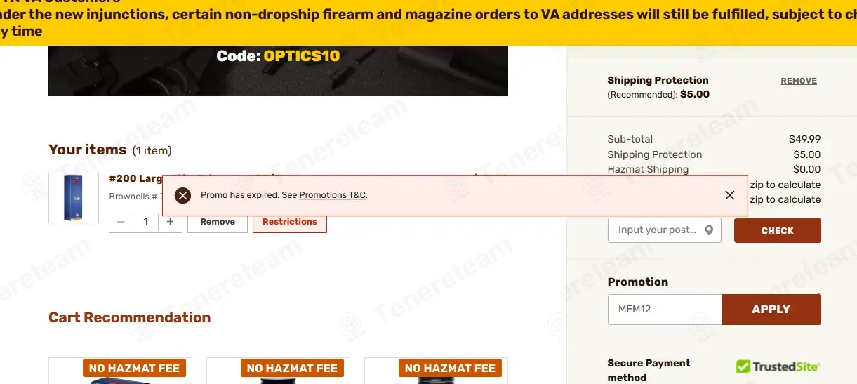 Brownells coupon code: 12% off with MEM12. Tested and valid as 1 week ago.