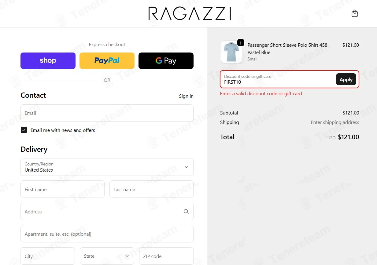 Ragazzi Clothing UK coupon code: 10% off with FIRST10. Tested and valid as 1 month ago.