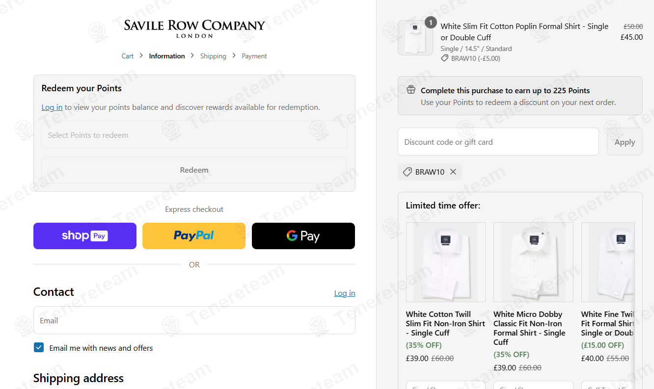 Savile Row coupon code: 10% off with BRAW10. Tested and valid as 7 months ago.