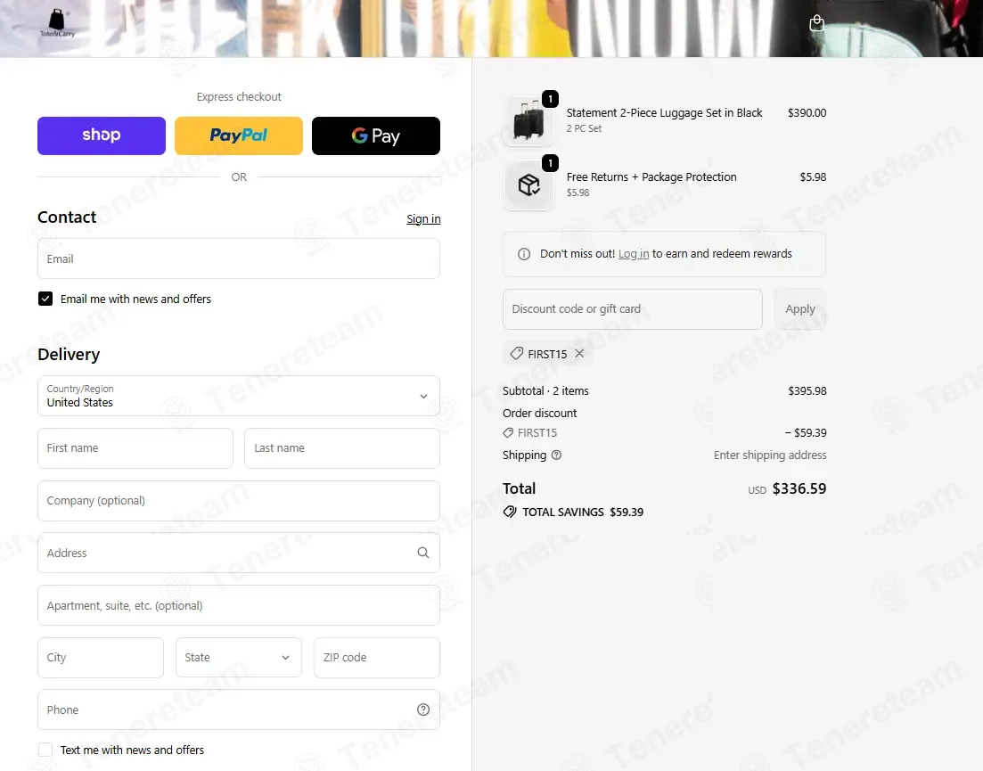 Tote Carry coupon code: 15% off with FIRST15. Tested and valid as 6 days ago.