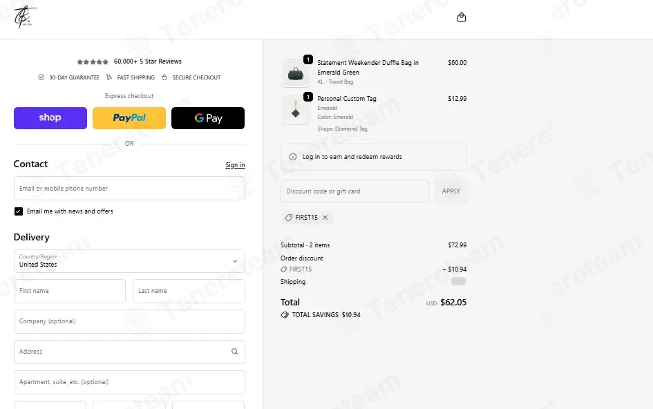 Tote Carry coupon code: 15% off with FIRST15. Tested and valid as 6 days ago.