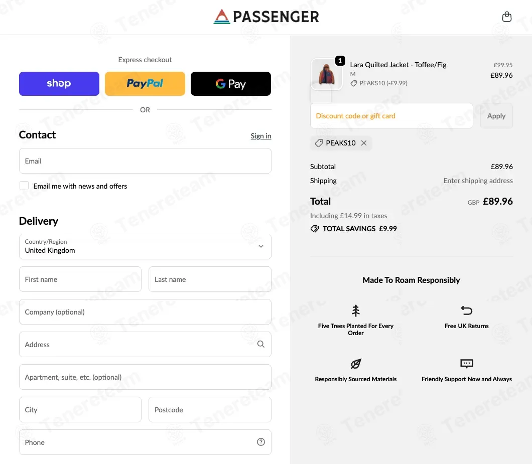 Passenger Clothing coupon code: 10% off with PEAKS10. Tested and valid as 6 months ago.
