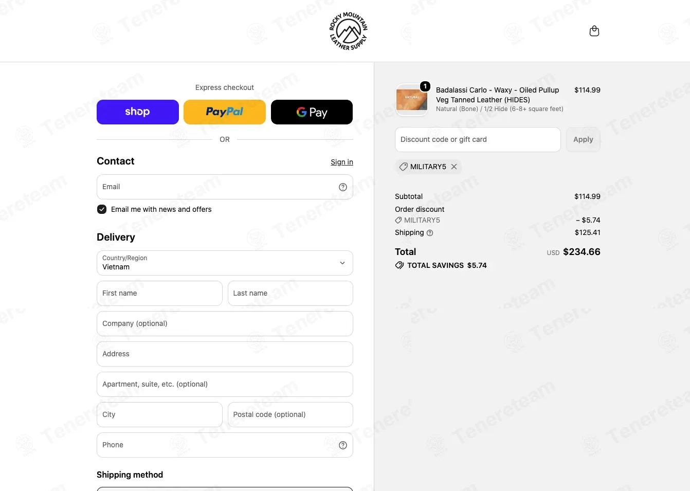 Rm Leather Supply coupon code: 5% off with MILITARY5. Tested and valid as 2 months ago.