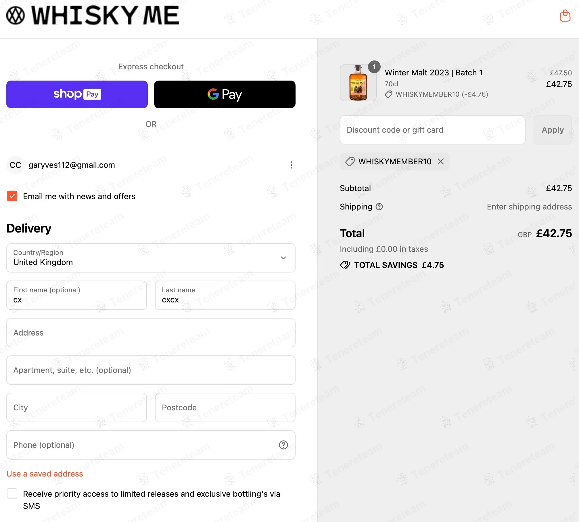 Whisky Me coupon code: 10% off with WHISKYMEMBER10. Tested and valid as 11 months ago.