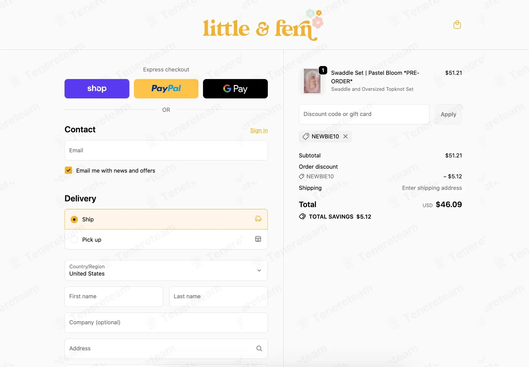Little and Fern coupon code: 10% off with NEWBIE10. Tested and valid as 6 months ago.