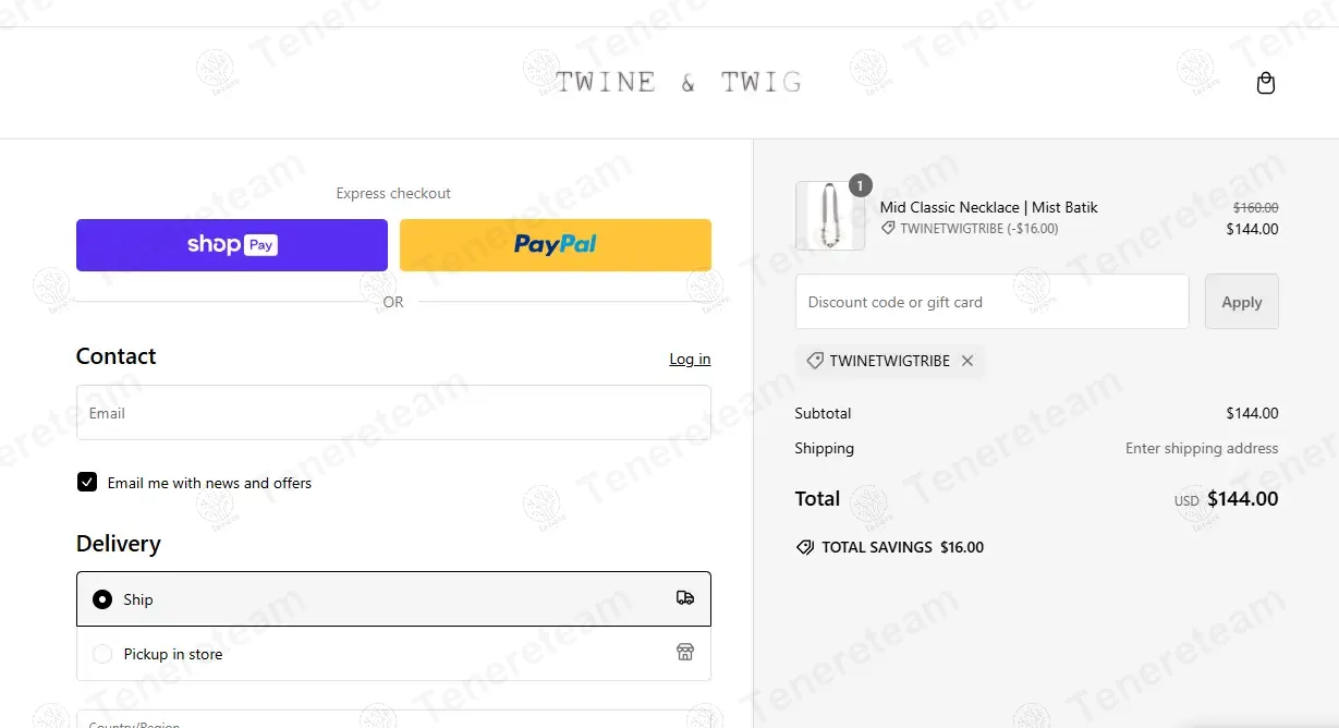 Twine and Twig coupon code: 10% off with TWINETWIGTRIBE. Tested and valid as 1 year ago.