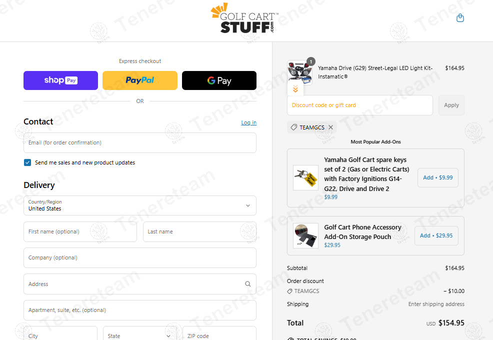 Golfcartstuff coupon code: $10 off with TEAMGCS. Tested and valid as 10 months ago.