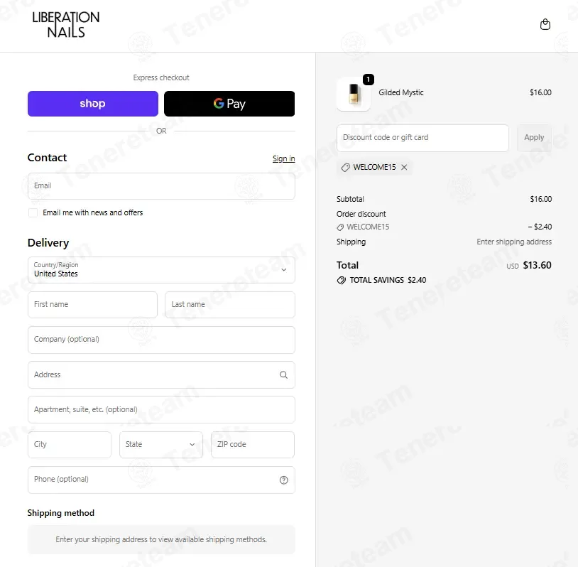 Liberation Nails coupon code: 15% off with WELCOME15. Tested and valid as 2 months ago.