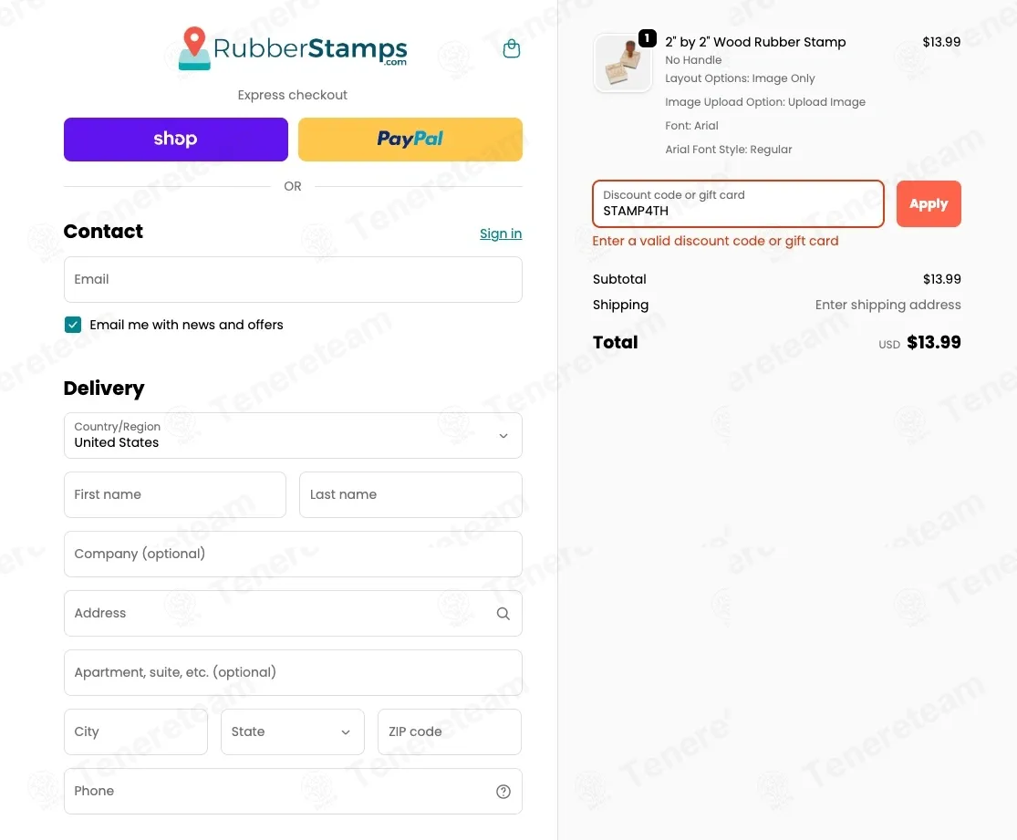 Rubberstamps.com coupon code: 25% off with STAMP4TH. Tested and valid as 6 months ago.