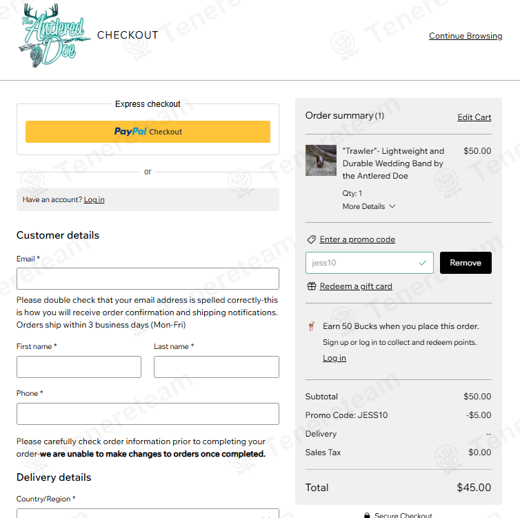 The Antlered Doe coupon code: 10% off with JESS10. Tested and valid as 1 year ago.