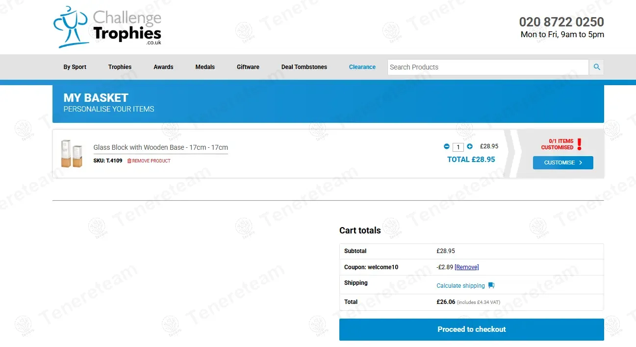Challenge Trophies coupon code: 10% off with WELCOME10. Tested and valid as 1 year ago.