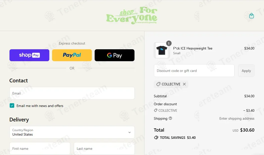 For Everyone Collective coupon code: 10% off with COLLECTIVE. Tested and valid as 10 months ago.
