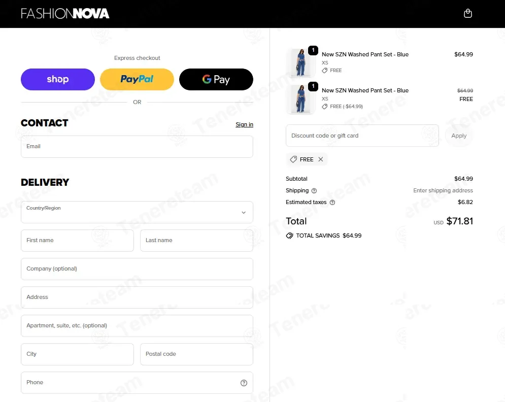 Fashion Nova coupon code: 100% off with FREE. Tested and valid as 6 months ago.