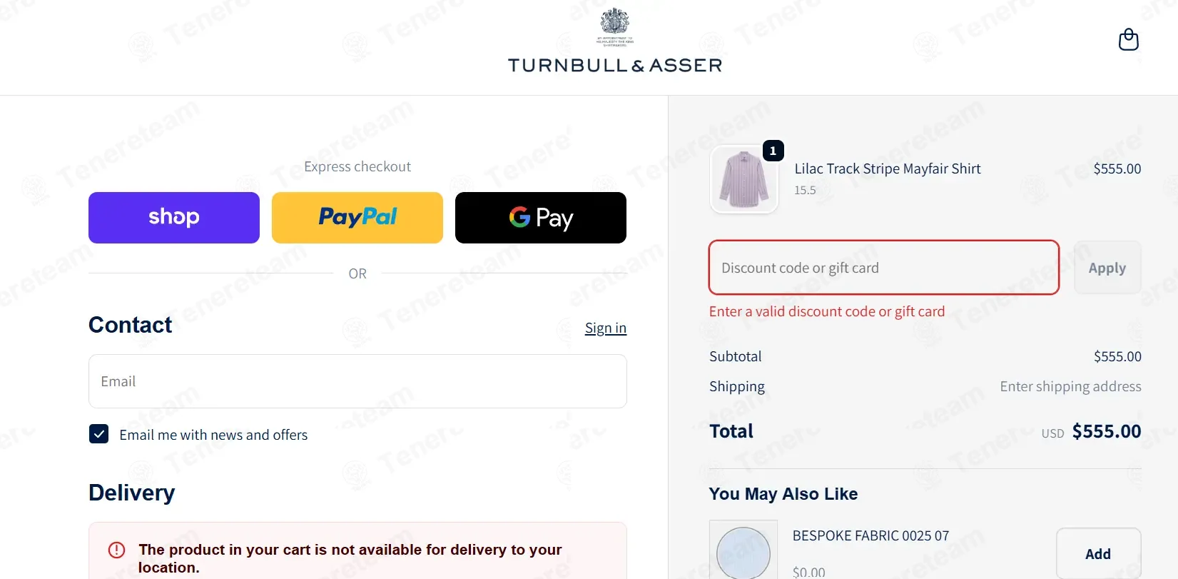 Turnbull and Asser coupon code: 10% off with ISO10. Tested and valid as 3 months ago.