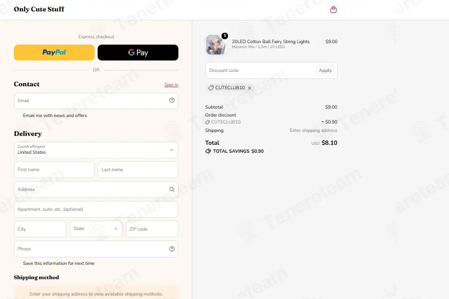 Only Cute Stuff apply coupon code