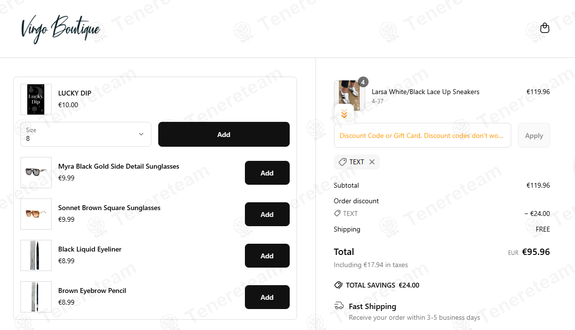 Virgo Boutique coupon code: 20% off with TEXT. Tested and valid as 9 months ago.