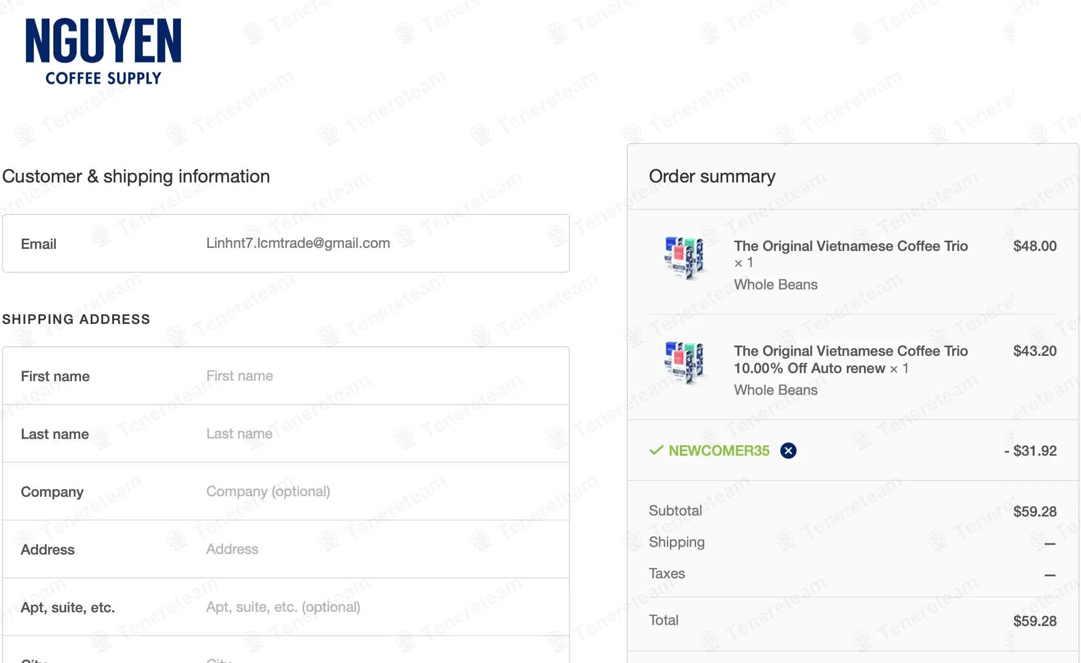 Nguyen Coffee Supply coupon code: 35% off with NEWCOMER35. Tested and valid as 1 year ago.