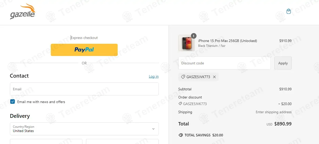 Gazelle Buy coupon code: $20 off with GASZE5JVK773. Tested and valid as 1 year ago.