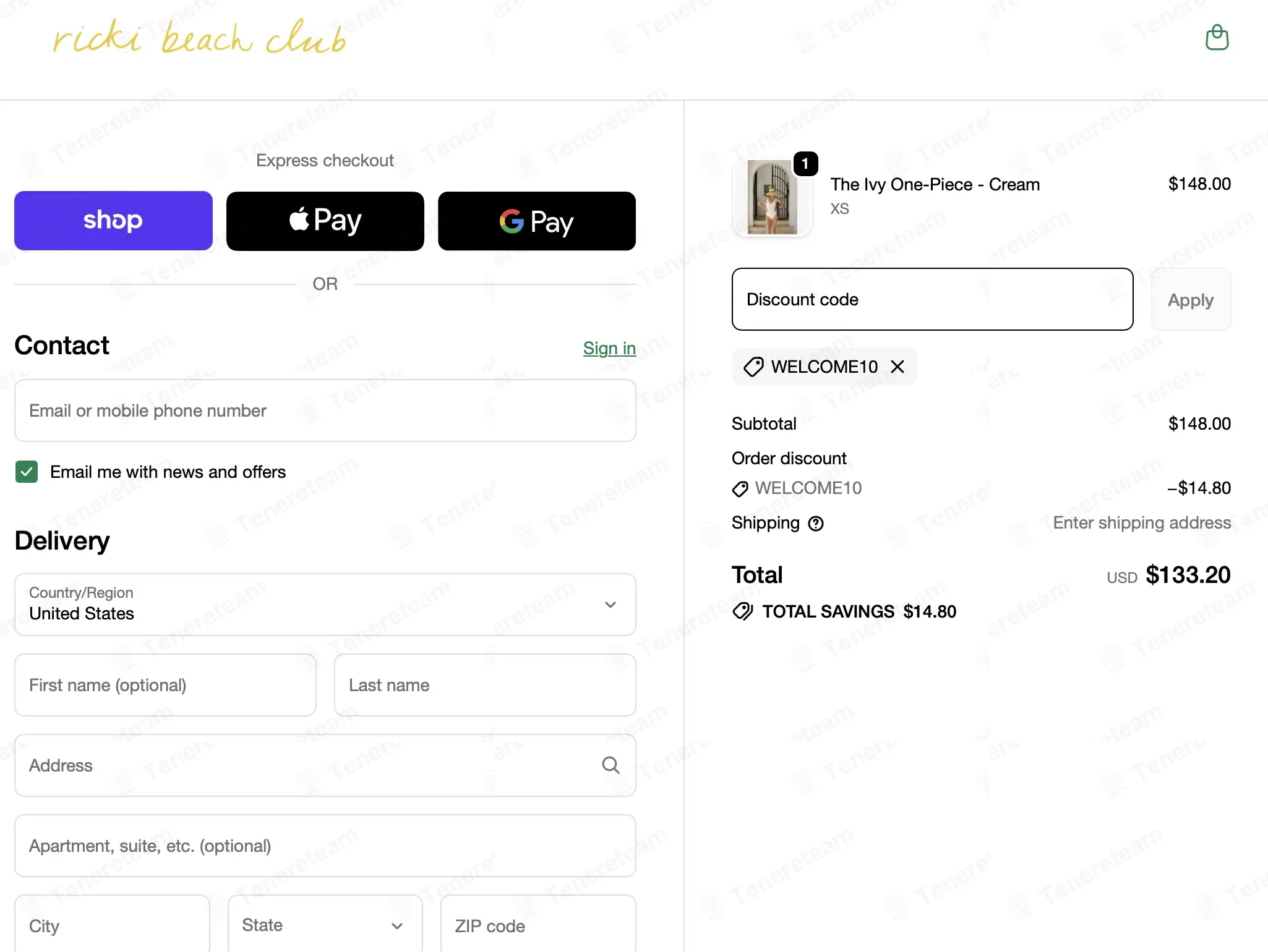 Ricki Beach Club coupon code: 10% off with WELCOME10. Tested and valid as 2 weeks ago.