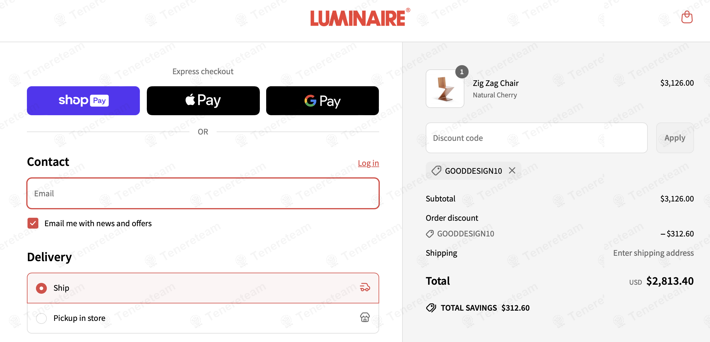 Luminaire coupon code: 10% off with GOODDESIGN10. Tested and valid as 1 year ago.