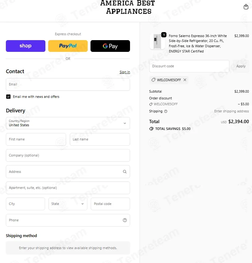 America Best Appliances coupon code: $5 off with WELCOME5OFF. Tested and valid as 1 month ago.