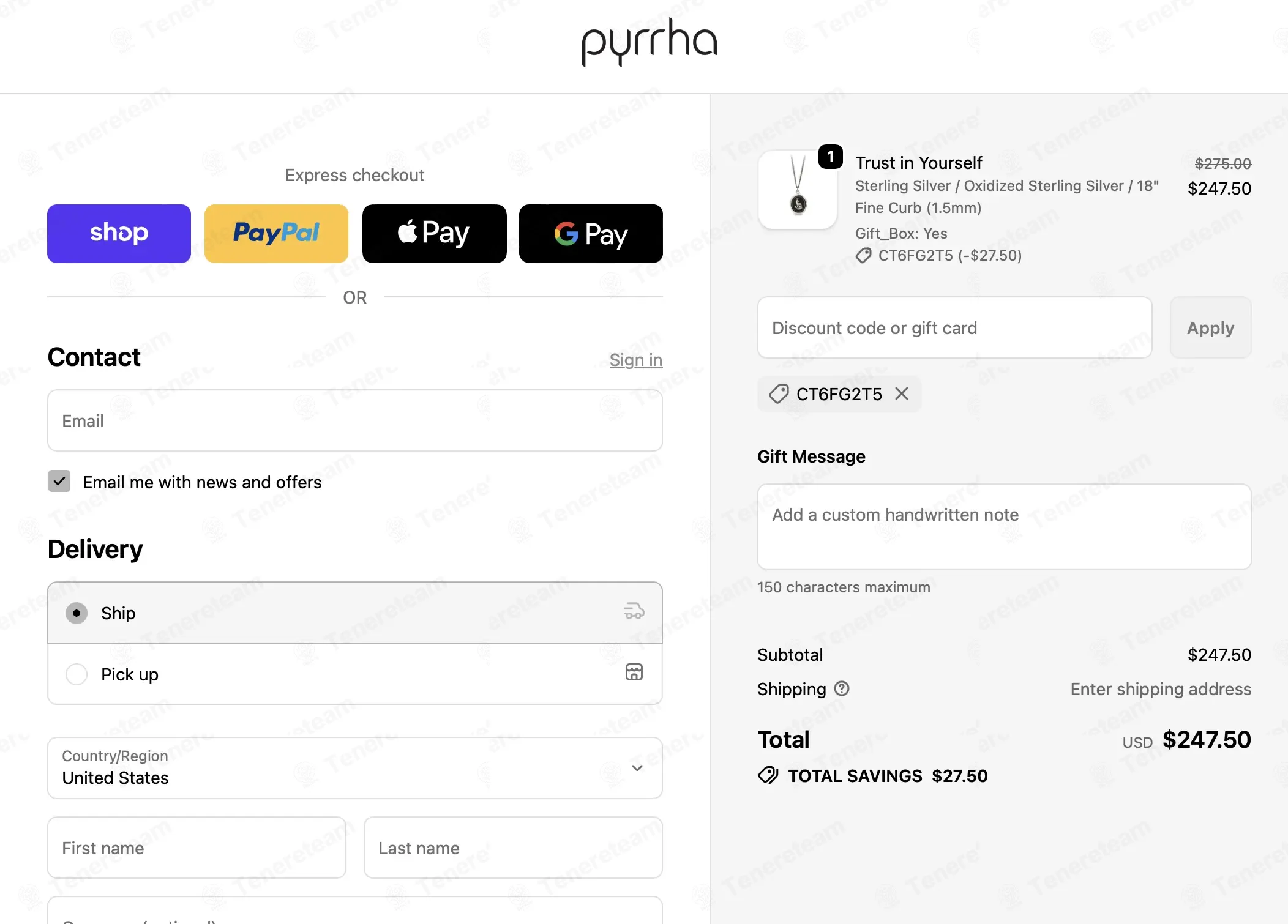 Pyrrha coupon code: 10% off with CT6FG2T5. Tested and valid as 2 weeks ago.
