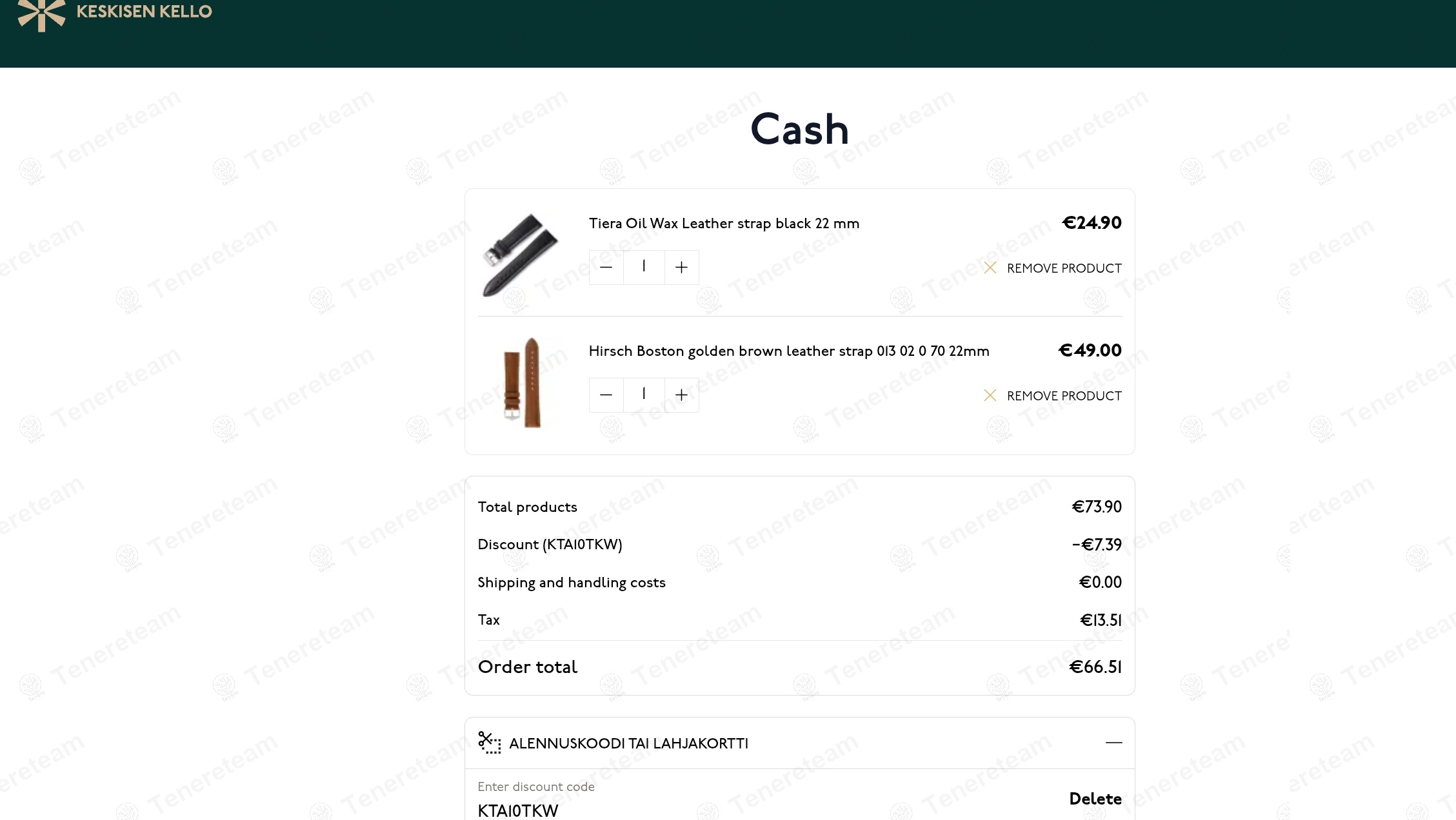 Keskisenkello FI coupon code: 10% off with KTA10TKW. Tested and valid as 1 year ago.